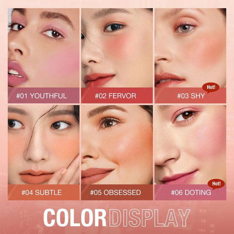 Product Introduction of O.TWO.O Makeup Blush Stick Hydrating Gloss Lip & Cheek 6 Colors Beauty Cosmetics Soft Powder Blush Blusher Highlight Contour Face 26
