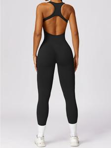 Mono deportivo de cuello cuadrado con recorte para mujer con almohadilla extraíble, mono deportivo sin mangas de color liso, ropa deportiva para mujer