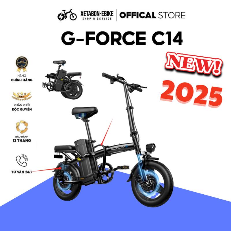 Xe đạp điện trợ lực G-FORCE C14 NEW 2025 , 5 giảm xóc  - có thể gấp gọn - bảo hành 12 tháng Gắn Xe   Xe  Sports Led phương  xe đạp điện xedap  duong Gắn Xe Đạp Đạp Xe Đạp khoá  xe