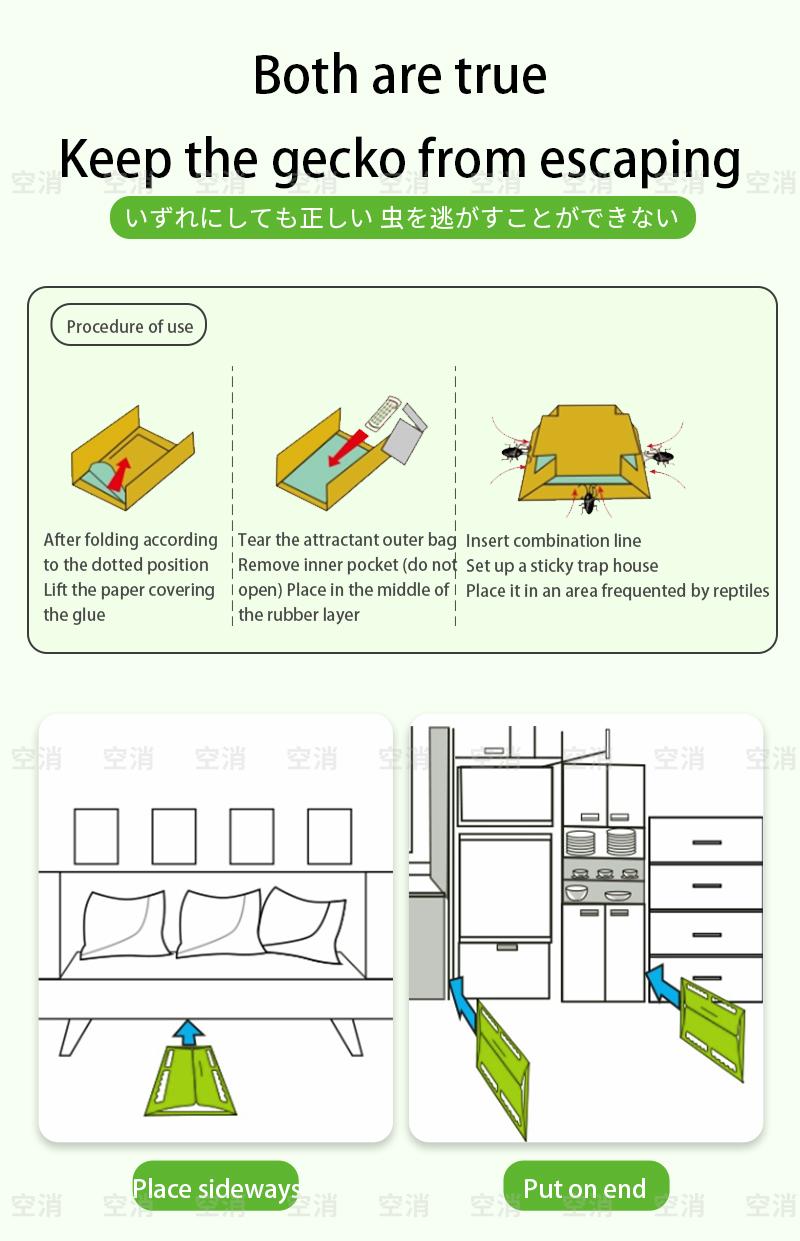 Product Introduction of Nhà thằn lằn, Bộ 5 cái, Hộp bẫy Dính, Bắt vật lý, Dính thằn lằn, Bắt hiệu quả, Tiện lợi, Thích hợp cho nhà bếp, nhà, ký túc xá, công ty, nhà hàng 5