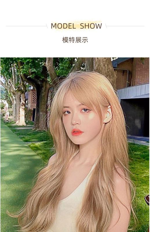 Product Introduction of Wig Women's Long Hair Summer Long Curly Natural Breathable Mesh Red Anchor Women's Team Same Style Golden Wig Full-Head Wig 13