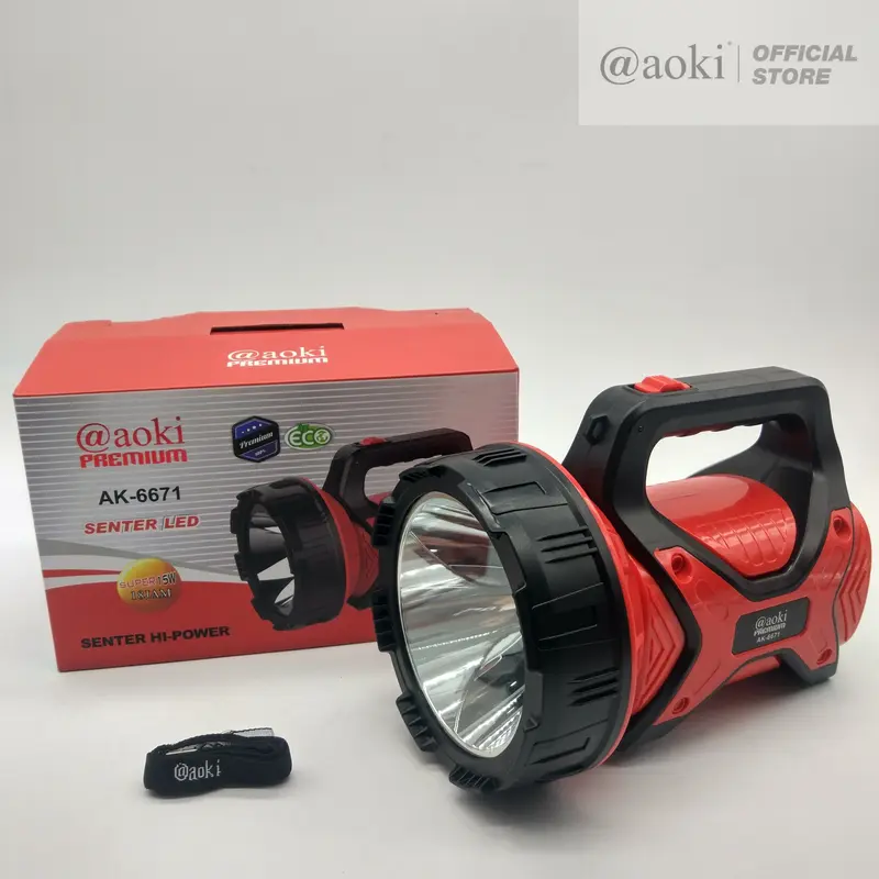AOKI Senter LED Jumbo 50W Halogen | Jarak 500 Meter | Cas Ulang 5000mAh 1