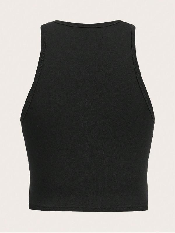 Women's "Cowboy Time" Slogan Print Round Neck Tank Crop Top, Casual Comfy Sleeveless Cropped Top for Daily Wear, Casual Top for All Seasons 1