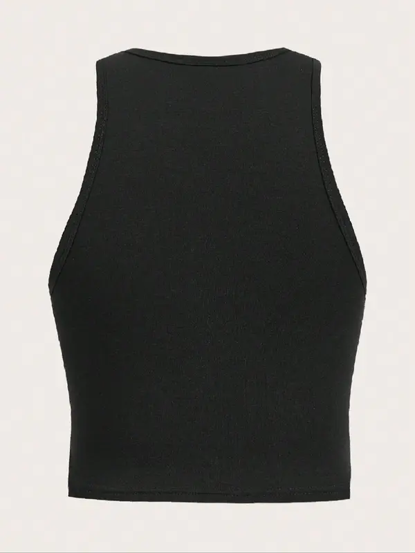 Women's "Cowboy Time" Slogan Print Round Neck Tank Crop Top, Casual Comfy Sleeveless Cropped Top for Daily Wear, Casual Top for All Seasons 1
