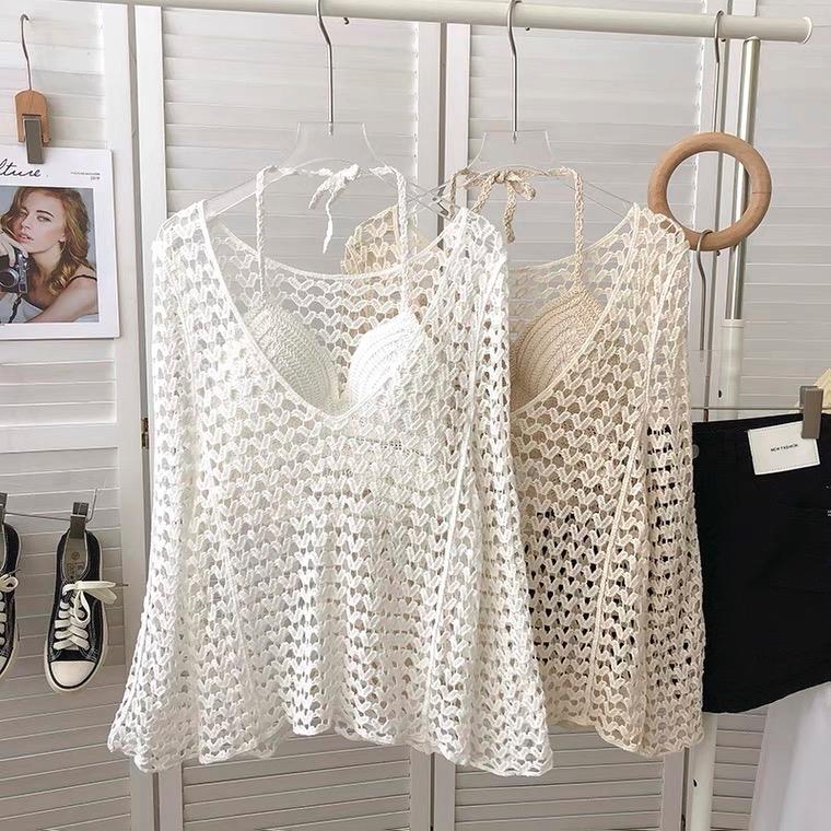 Áo lưới tim mặc ngoài bikini chất đẹp Nữ Top