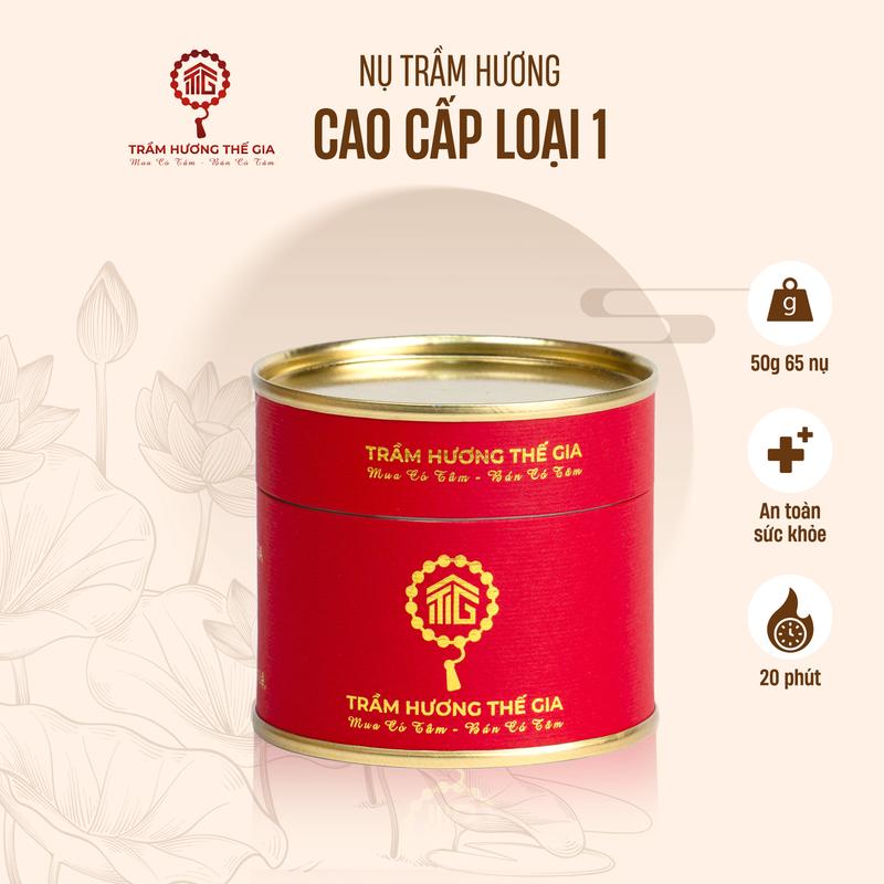 [Loại 1] Nụ Trầm Hương (Hộp 50g, 60 Nụ) - Thơm Ngọt, Lưu Hương Lâu Dầu Thơm Phòng Dầu Thơm Nước Hoa - Trầm Hương Thế Gia nutram  huong