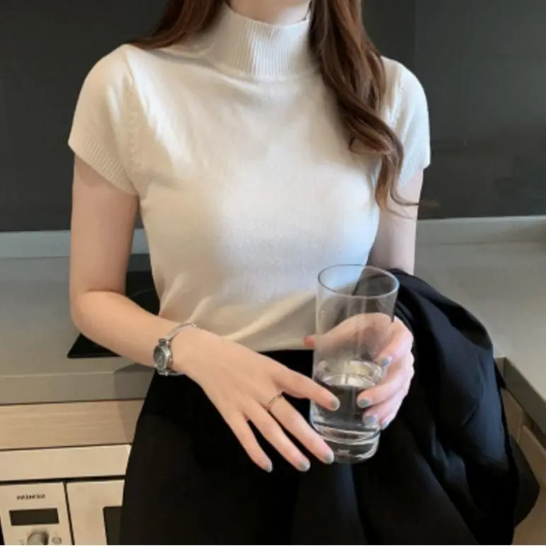 Atasan Wanita Turtleneck Premium | Atasan Wanita Rajut Premium | Kekinian Lengan Pendek Wanita F2104 7
