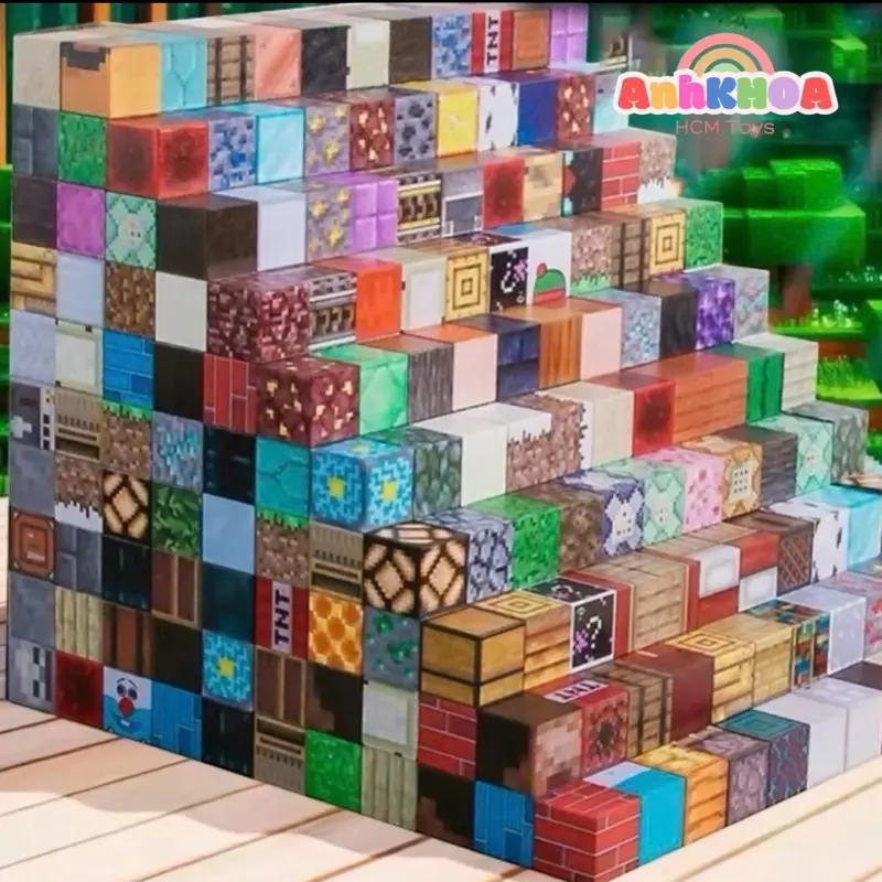 Khối Xây Dựng Từ Tính Sáng Tạo,Chủ Đề Minecraft, Natra Đồ chơi giáo dục trẻ em ,mô hình tự làm dễ phối Đồ Toys Bộ Lắp Ráp Tháo Lắp Lắp Ráp