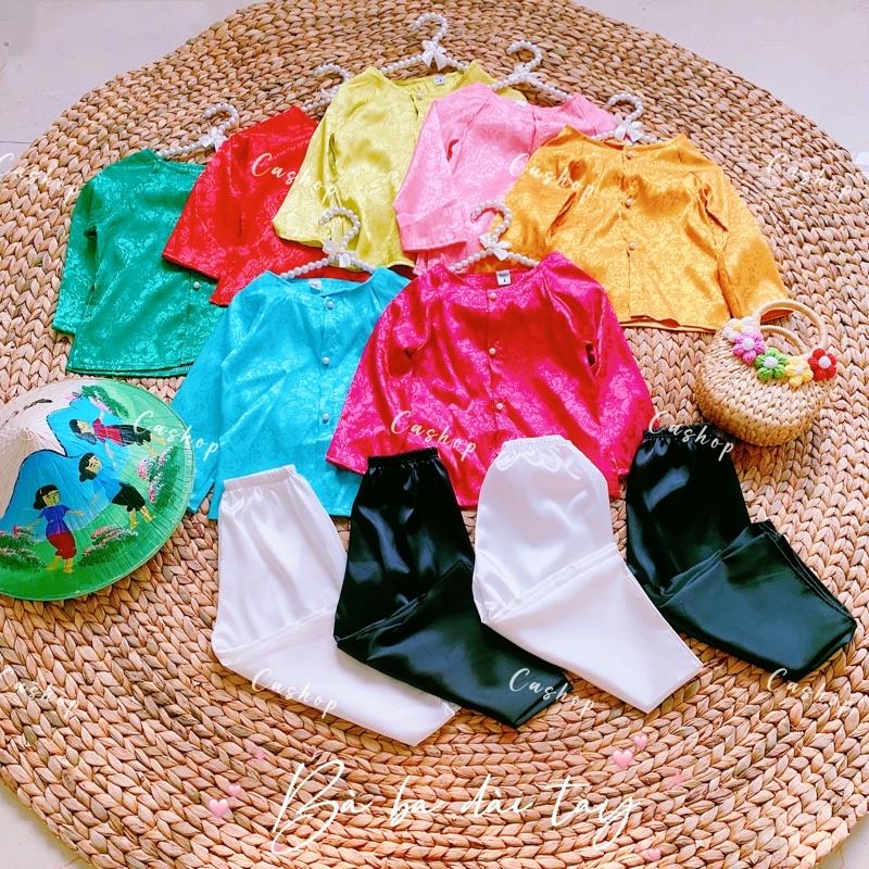 Áo bà ba, quần ba ba lụa gấm dài tay (lẻ áo hoặc quần) 10-30kg cho bé gái