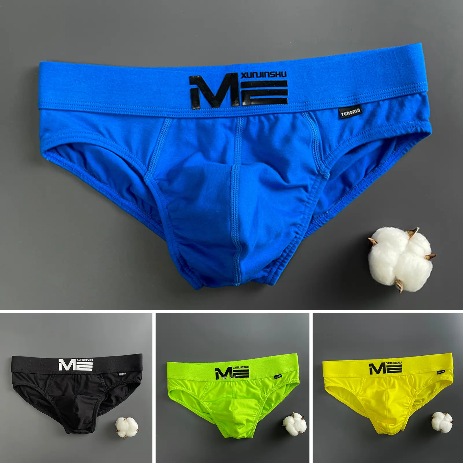 [SRE]Men Low-rise Briefs Elastic Waistband Letter Print Panties U-convex Smooth Lines Breathable Stretchy Underwear