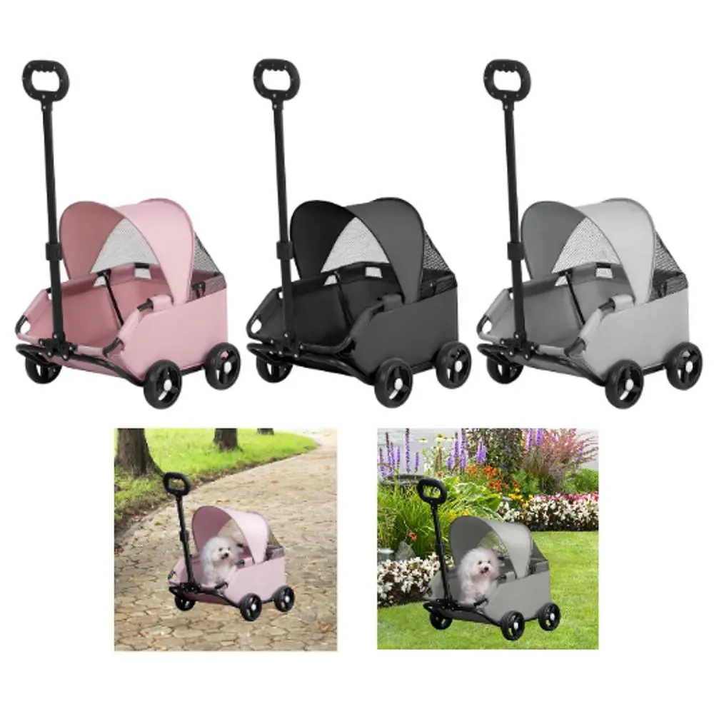 Pet Stroller Dog Cat Stroller 4 Wheels Dog Pram Cat Carrier Breathable Multifuctional Pet Trolley Foldable for Dogs Walking