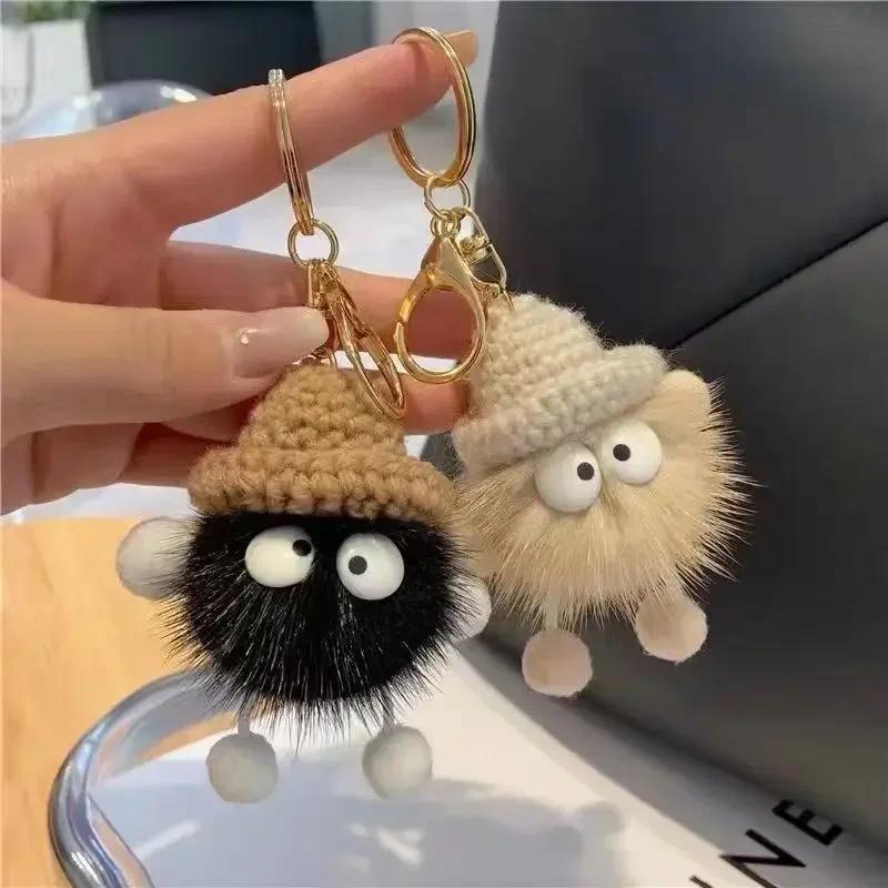 Dây Chuyền Chìa Khóa Nhồi Bông Ngầu Hợp Xu hướng Búp Bê Than Bánh Thỏ Rex Mini Dây Chìa Khóa Lông Mịn Đồ Trang Sức Búp Bê Kính Pom Móc Chìa Khóa Đồ Trang Sức Quà Tặng Trẻ Em 0