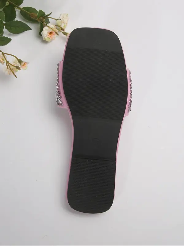 Women's Fashion Faux Pearl Decorated Slide Sandals, 1 Pair 2024 New Style Casual Non-slip Flat Slippers for Beach, Fashion All-match Shoes for Daily Wear 1