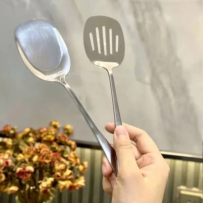 Thìa Nhà Bếp, Chất Liệu Thép Không Gỉ, Thìa Nấu Ăn, Dụng Cụ Nấu Ăn, Thích Hợp Cho Nồi Khô Và Đĩa Sắt, Thìa 0
