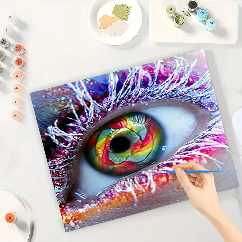 Colorful Eye Pattern DIY Painting by Numbers Kit, 1 Set DIY Paint by Numbers Kit without Frame, Wall Art Decor for Home Living Room Bedroom 5