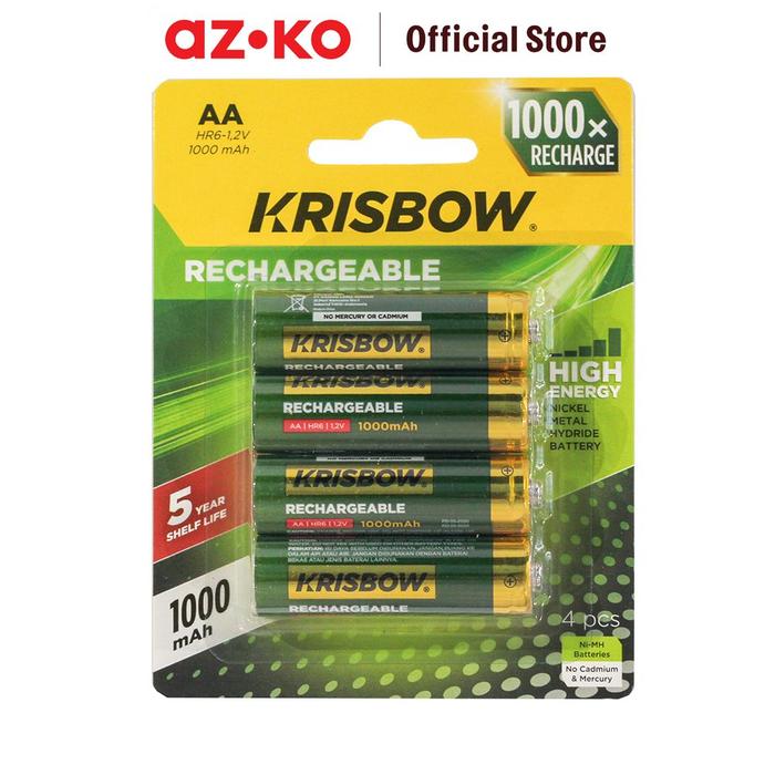 Gambar AZKO Krisbow Set 4 Pcs Baterai Aa Rechargeable 1000 Mah - Hijau Batre Isi Ulang Peralatan Elektronik Battery Rechargeable dari AZKO ID Kota Administrasi Jakarta Pusat Tokopedia