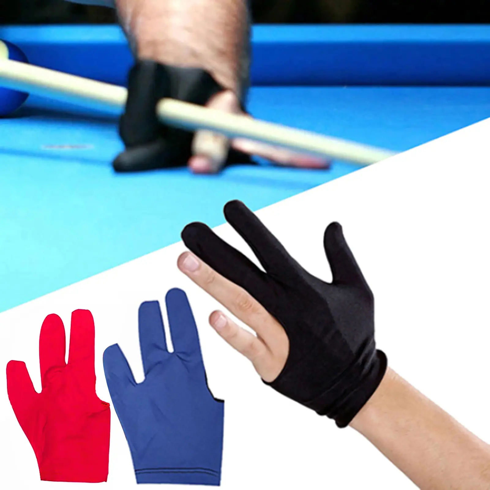 Găng Tay Bi Da Spandex, Bi-a, Bi-a, Bi-a, Bi-a, Tay Trái, Mở, Ba Ngón Tay, Phụ Kiện