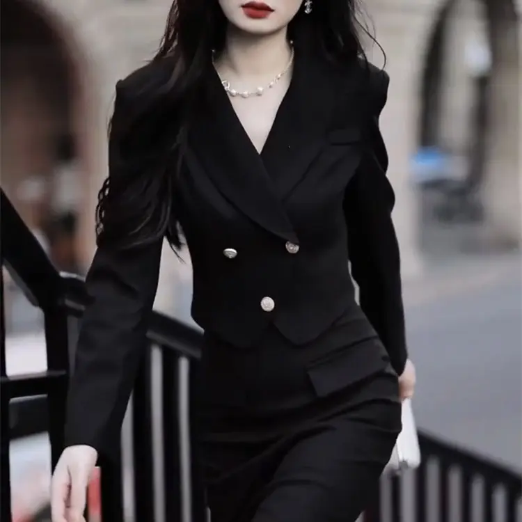 Set vest thời trang kết hợp chân váy cao cấp Nữ Áo Women Top Khuy Umi Cotton Tay dài Polyester Polyester Polyester