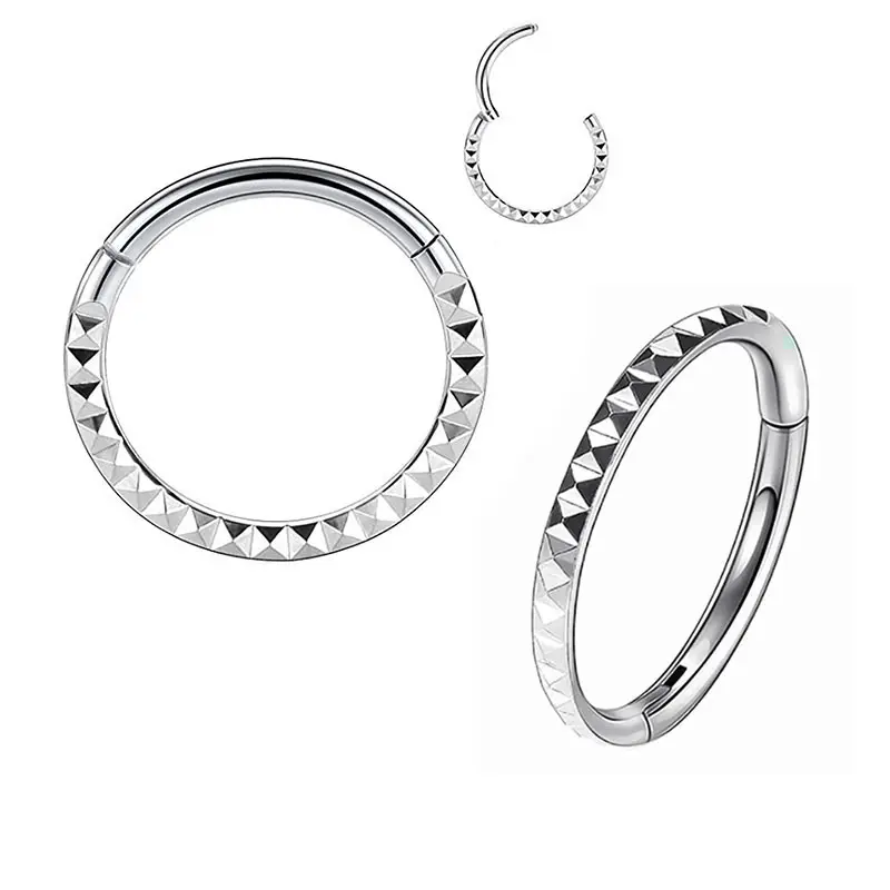G23 Titanium New Pattern 6/8/10/12mm European and American Style Piercing Nose Ring In Stock Titanium Alloy