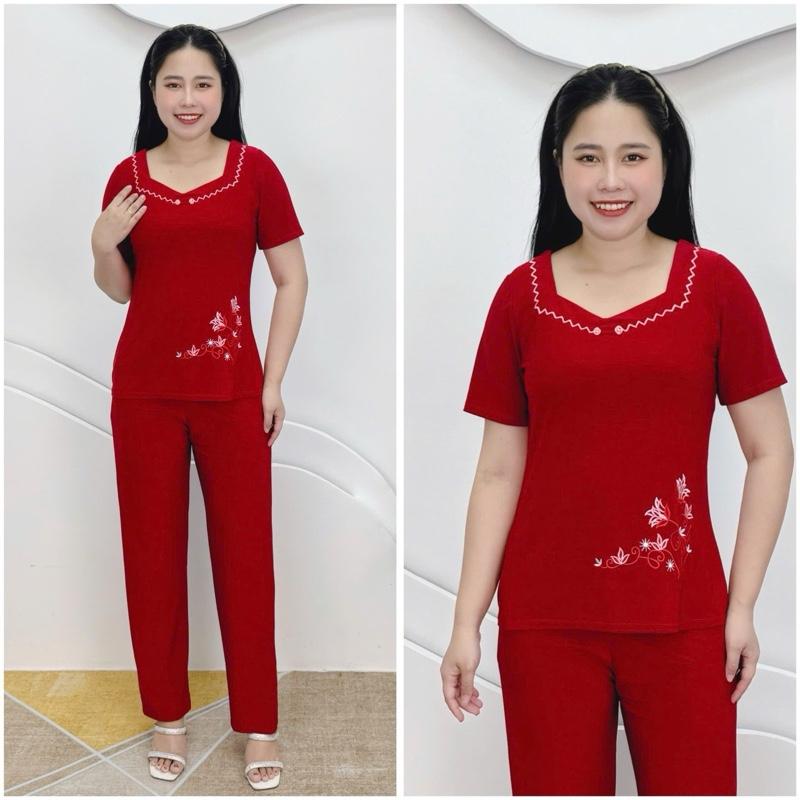 L70 Đồ bộ trung niên, set bộ cho mẹ thun aty mỹ mềm mát, quần dài ống rộng,50-80kg 6