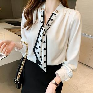 เสื้อเชิ้ตผ้าชีฟองผู้หญิง ดีไซน์สวย ช่วงต้นฤดูใบไม้ร่วง สไตล์ไฮเอนด์และสง่างาม เหมาะสำหรับฤดูใบไม้ร่วง มาใหม่ในปี 2025 เสื้อเบลาส์ Niche