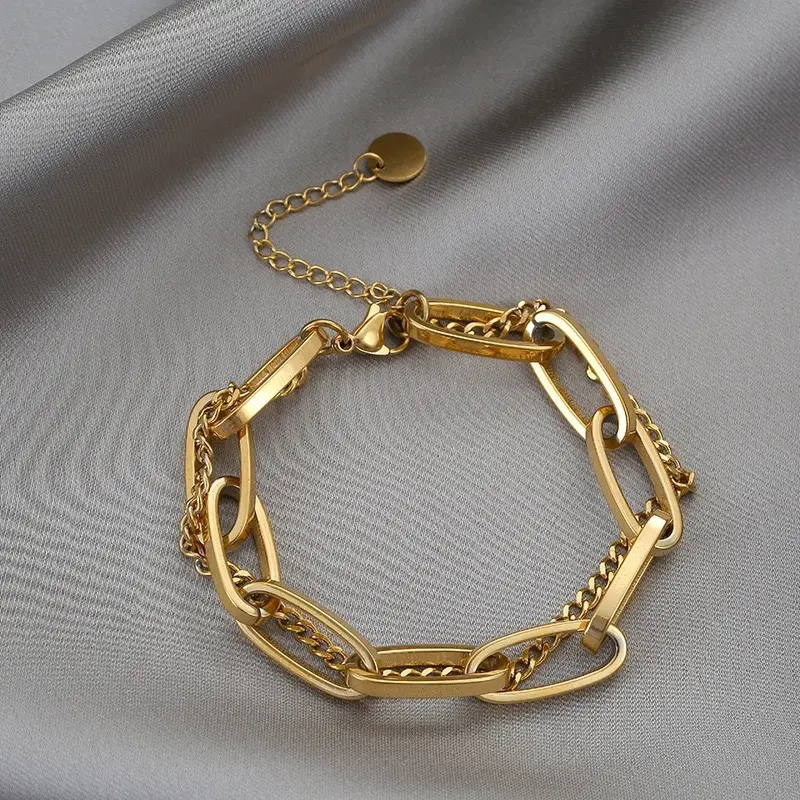 44. Gelang TITANIUM two layer rantai (ANTI KARAT ANTI LUNTUR) - titanium.bywearring 1