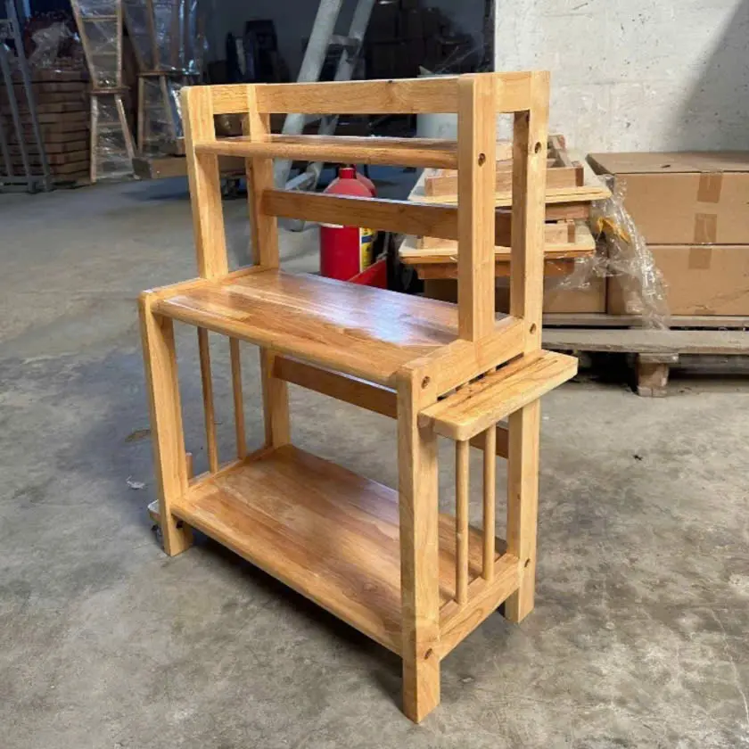 Kệ đựng gia vị 3 tầng gỗ cao su - hàng lắp ráp - Nội Thất Ngọc Mai
