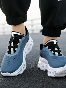 Men's Colorblock Letter Print Lace Up Platform Sneakers, Back To School Shoes, Running Shoes for Men, Casual Breathable Comfortable Sports Running Shoes, School Shoes for 2024, Male All-match Round Toe Chunky Sneakers for Daily Life, Men's Running Shoes
