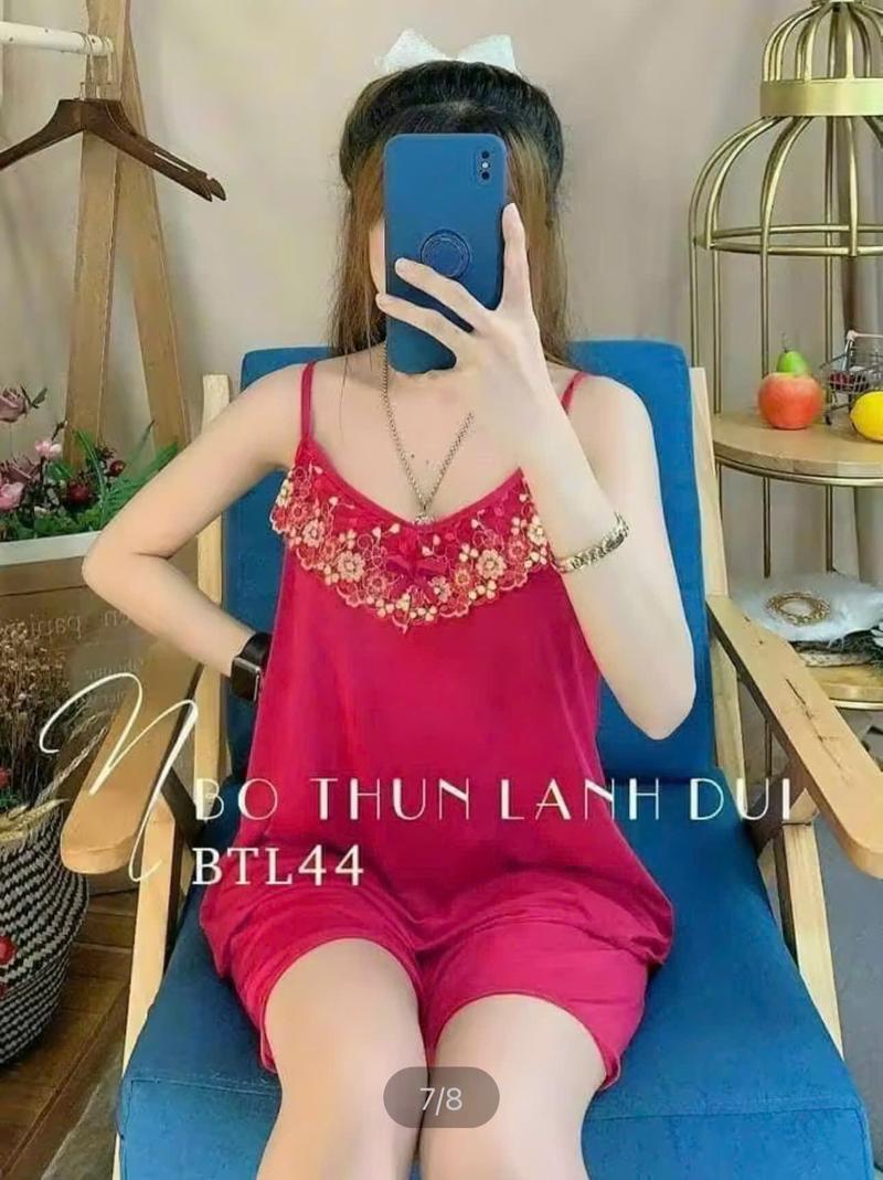 Product Introduction of Bộ đùi nữ thun lạnh 2 dây nhí phối ren hoa 16