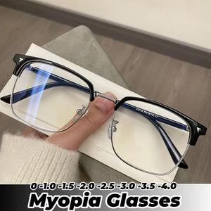 แว่นตาตามใบสั่งแพทย์ทรงสี่เหลี่ยม สไตล์เรโทร สำหรับผู้ชาย ทางเลือกในอุดมคติสำหรับโอกาสทางธุรกิจ เทคโนโลยีการปิดกั้นแสงสีฟ้า เลนส์ตั้งแต่ -1.5 ถึง -2.0 ไดออปเตอร์ รวมแฟชั่นและฟังก์ชั่น