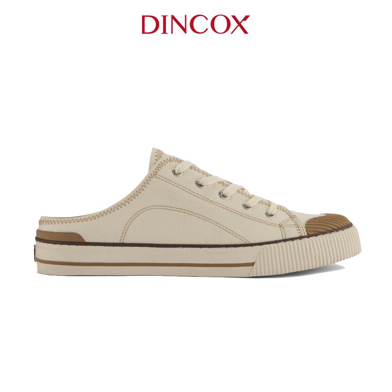Giày Đạp Gót Nam Nữ E10 White Dincox Shoes Vải Canvas Đế Cao Su Made in Vietnam