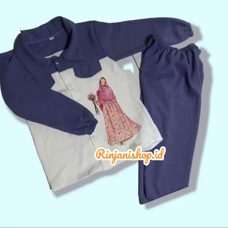 Setelan Kemeja Anak Perempuan Bahan Crincle Airflow 4