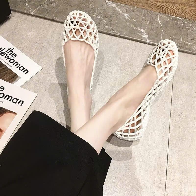 KL13 Giày nữ phẳng nhựa - Dép đi thoáng khí chống trượt 2