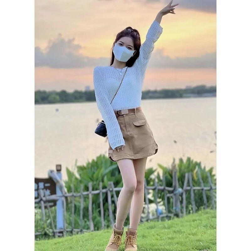 Product Introduction of Áo Len Mùa Hè Cho Nữ, Dáng Rộng Vừa Vặn, Phong Cách Thường Ngày Phong Cách Hàn Quốc, Thiết Kế khoét Áo Dài Tay Mỏng, Thích Hợp Mặc Ngoài Trời, Hàng Mới Về Năm 2024 4