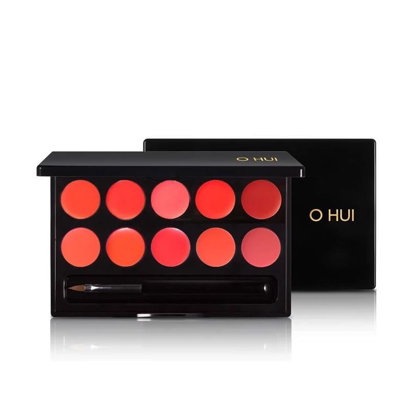 Bảng son lì Ohui Rouge Real Palette 10 màu dưỡng môi lâu trôi màu cam đỏ