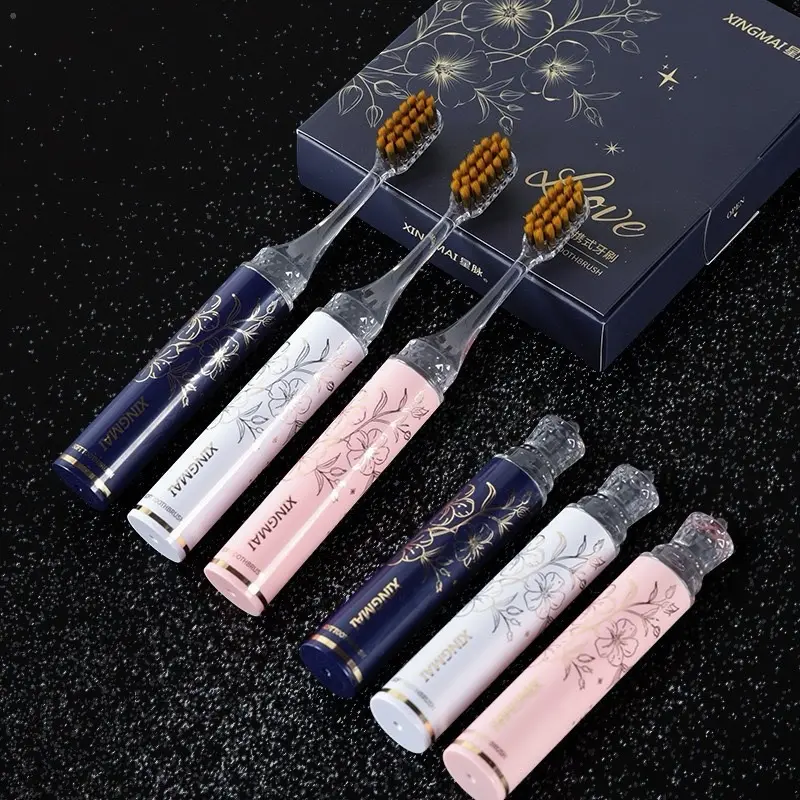 Set 3 Bàn Chải Đánh Răng Gấp Gọn Hoạ Tiết Hoa Bàn Chải Lông Mềm Gấp Gọn Mang Đi Du Lịch 5