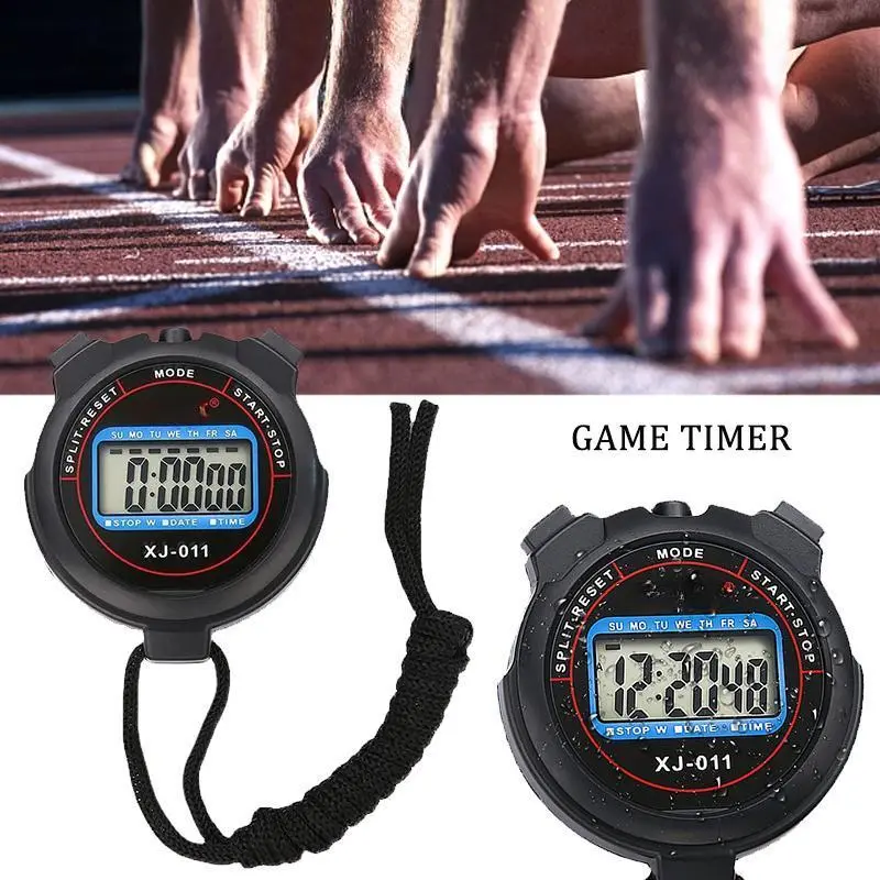 Professional Handheld LCD Chronograph Sports Stopwatch Timer Kitchen Timers Classic Digital Stop Watch With String For Sports
