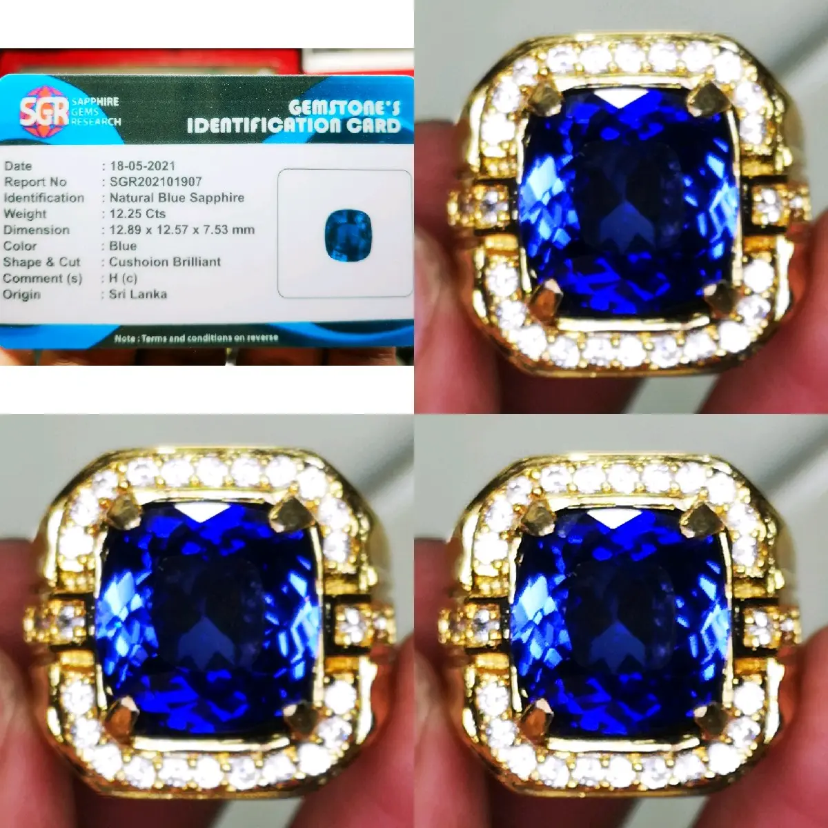 Batu Permata Natural Blue Sapphir Srilanka Good Luster + Memo