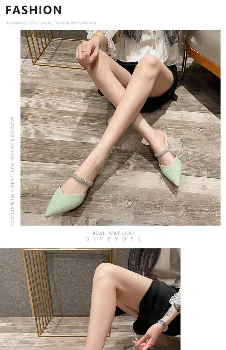 Product Introduction of Dép Bít Mũi Cho Nữ, Bộ Sưu Tập Xuân / Hè Mới 2024, Dây Đeo Đính Đá Giày Cao gót, Gót Nhọn, Thích Hợp Với Váy, Dép Tinh Tế Giày Nữ 6