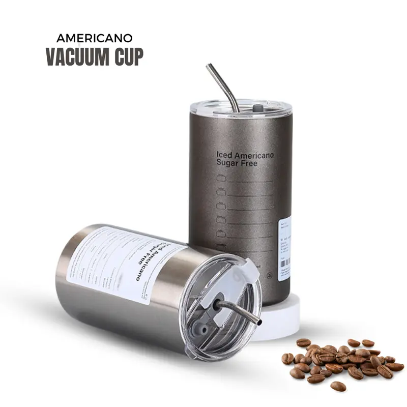 Tumbler Cup Gelas Botol Minum Stainless 304 dengan sedotan Cangkir Kopi Tahan Panas 0