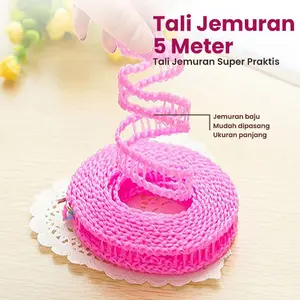 TALI JEMURAN SUPER PRAKTIS 5METER GANTUNGAN BAJU SERBAGUNA Plastik