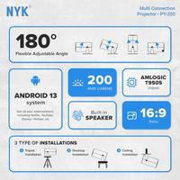 Gambar NYK PY-200 Mini Smart Android Projector 200 ANSI Lumens Full HD 1080P - Mini LCD Projector NYK Smart Android PY 200 dari GGSTORESBY Kota Surabaya 5 Tokopedia