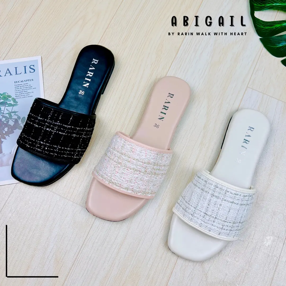 [ Abigail ] รองเท้าแตะผ้าทวิส เรียบหรู คุณหนูม้ากกก ** ไม่มีส้น **