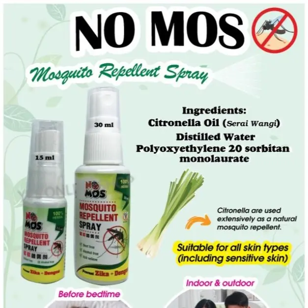 [READY STOCK]NO MOS Natural Ingredient Mosquito Repellent SPRAY Suitable For Children/ SPRAY Penghalau Nyamuk Semulajadi