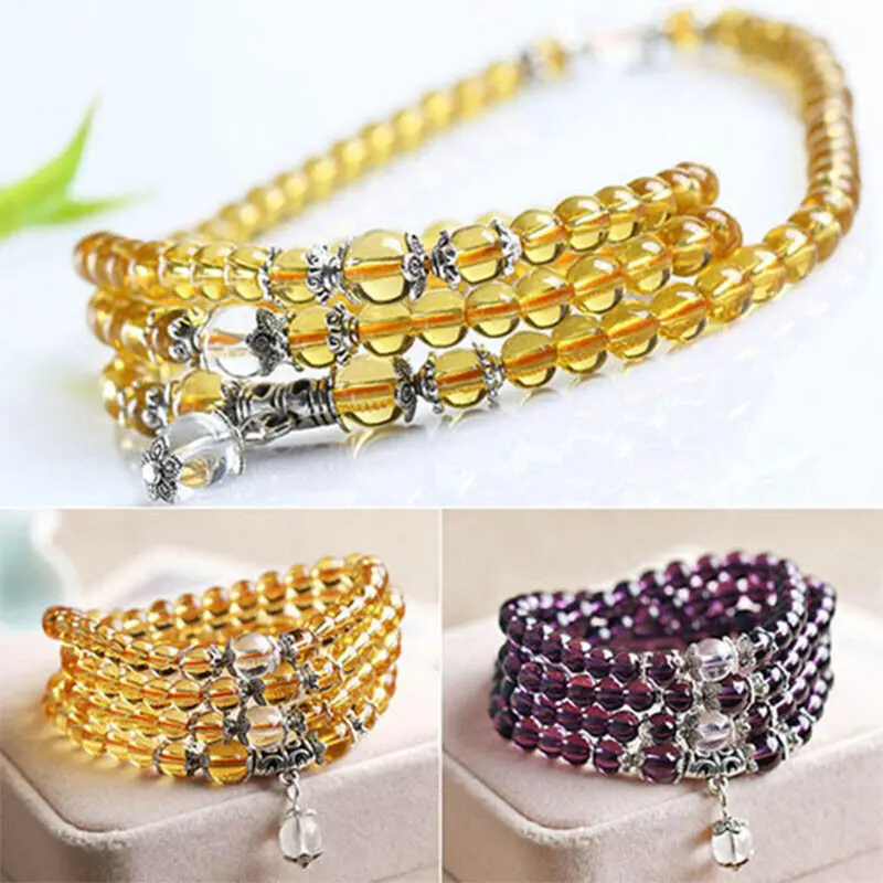 Vòng Cổ Vòng Tay Mala, Đá Pha Lê, Thạch Anh Tím Phật Giáo, 108 Hạt Cầu Nguyện, Dành Cho Phụ Nữ 3