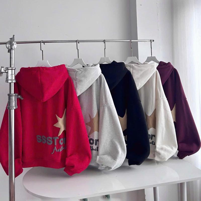 Áo Khoác Nỉ In Chữ Nổi Jacket Top Nam Nữ Chống Nắng Giữ Ấm Khi Gió Lạnh Về - Women 5