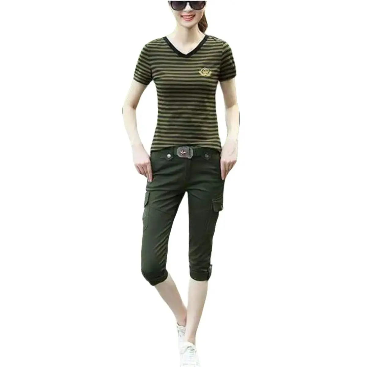 Đồ bộ nữ áo thun cotton phối quần kaki cực ngầu Women Top