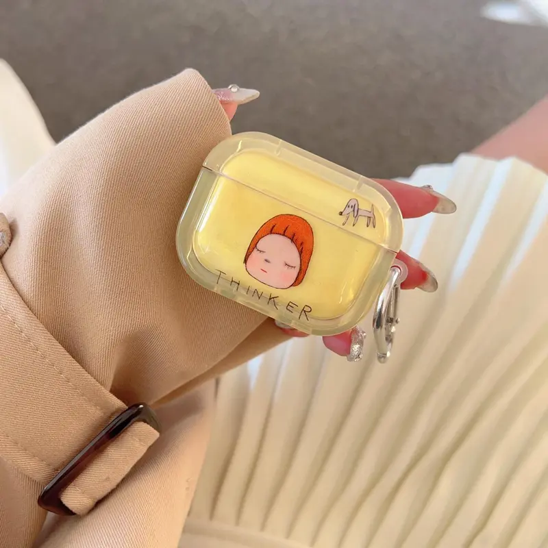 Cute Cartoon Girl Pattern Earphone Case, Shockproof Earphone Protective Cover, Earphone Accessories Compatible with AirPods Pro 1 2 3 4 5