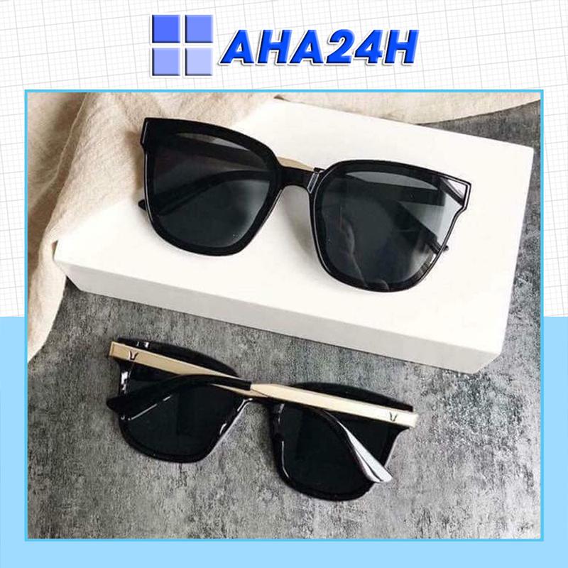 Kính mát nam nữ thời trang AH135 gọng V chân vàng mắt đen đẹp Mắt Kính Kính Mắt