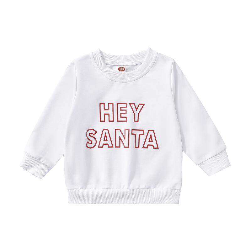 Kids Christmas Letters Printing Sweatshirt, Crew Neck Pullover 0